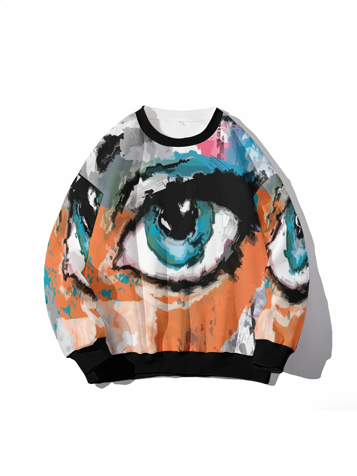 Casual womens shoulder sweatshirt 3D digital printed round neck casual and fashionable hooded 250317