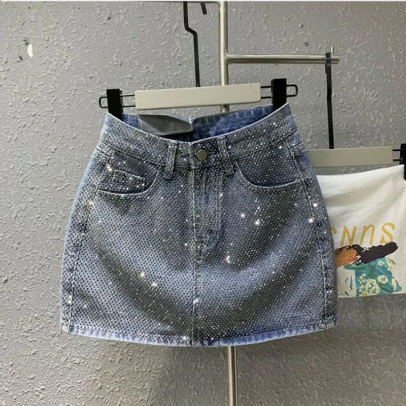 Heavy industrial diamond high-end denim skiing spring/summer high waisted pink sexy A-line skiing 250317