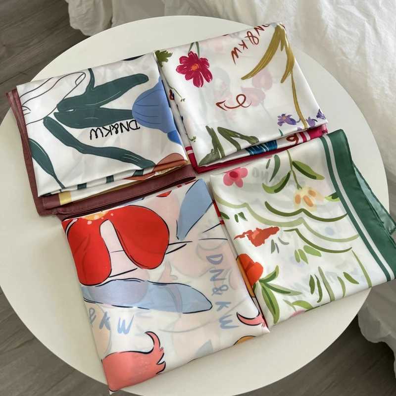 70cm silk satin scarf Fem square strap small shawl neck scarf X250319