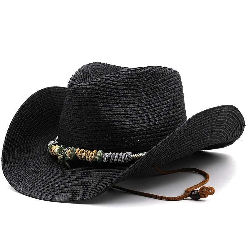 Bohemian Sun For Women Foldable Beach Ladies Summer Paper Straw Hats White Panama Travel Hat UV Protection Cowboy Hat