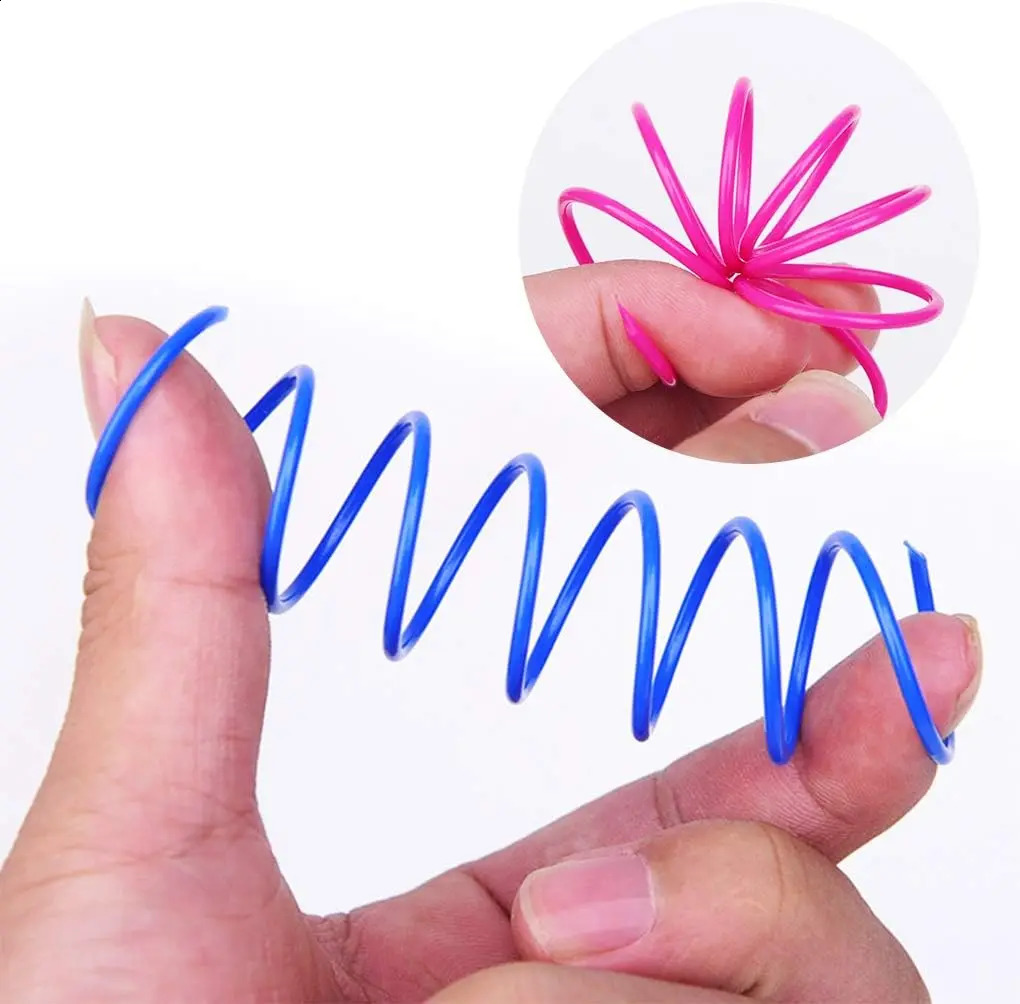 42Pcs Cat Spring Toy Spiral Interactive Indoor Colorful Plastic Coil 250312