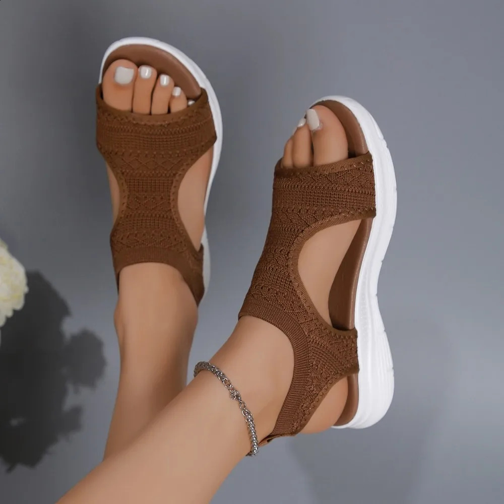 Women Summer Shoes Mesh Fish Platform Sandals Womens Open Toe Wedge Sandals Ladies Light Casual Shoes Zapatillas Muje 250317