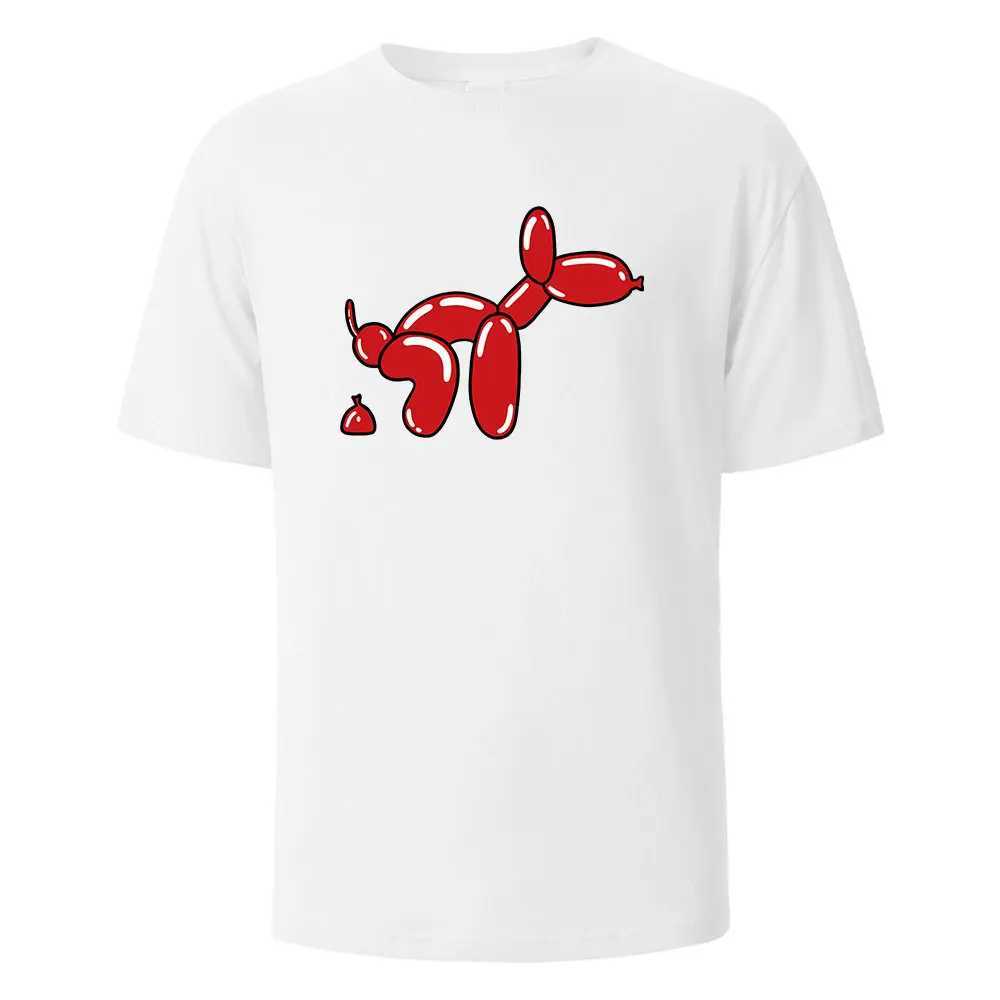 Mens printed T-shirt with balloon dog funny graphics 100% pure cotton oversized short sleeved T-shirt suitable for womens summer fashionable casual to