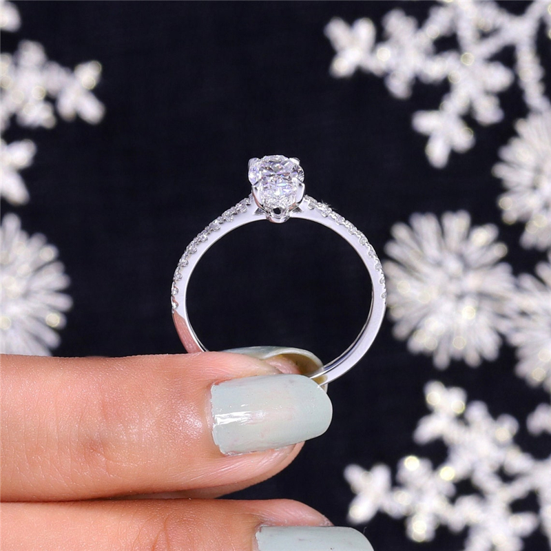 Jewelry 14K Solid Gold Oval Cut Lab Grown Diamond Engagement Half Pave Wedding Ring For Women IGI Certificate Gold Ring