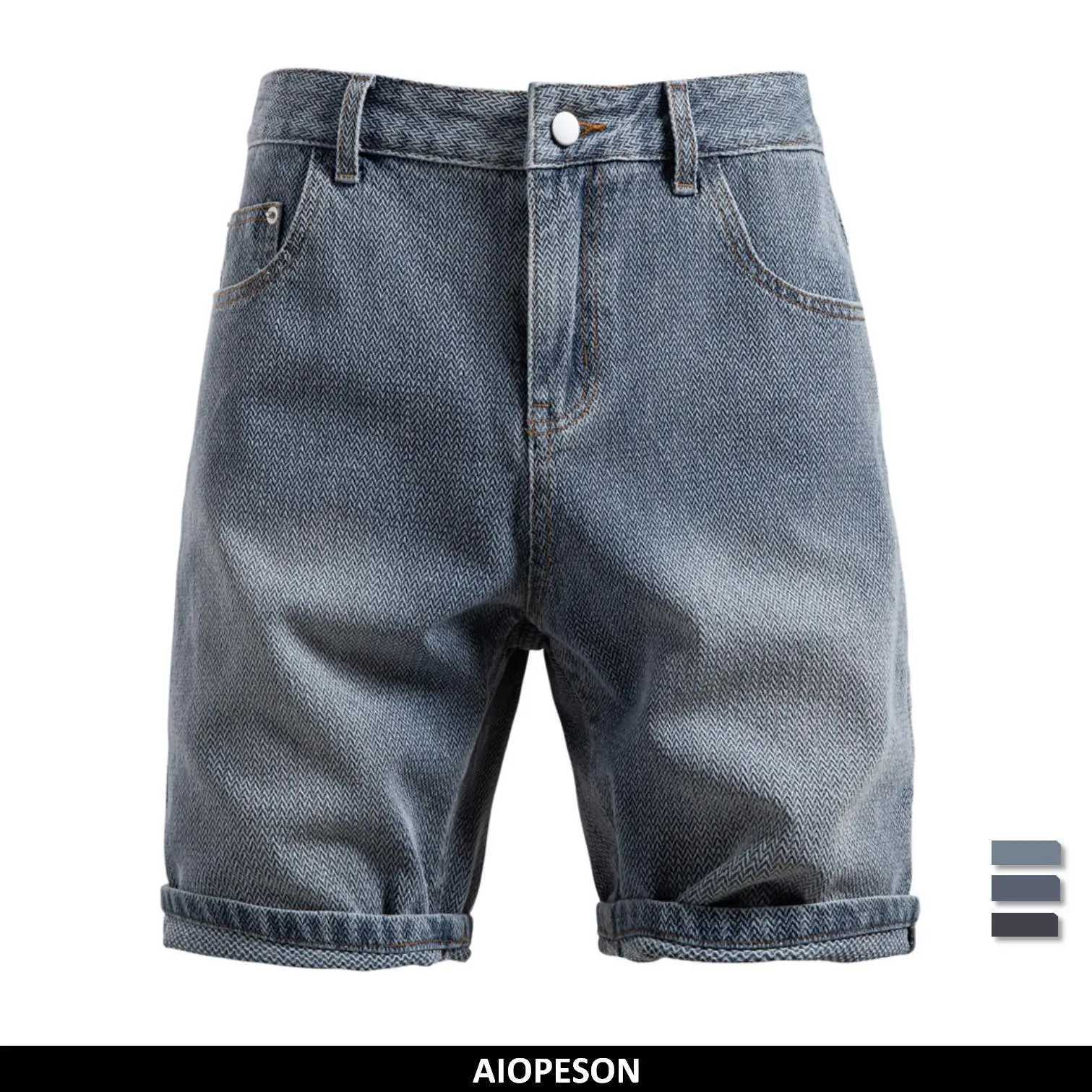 AIOPESON Mens Retro Denim Cotton Blended Shorts Retro Multi Pocket Shorts Solid Color Casual Street Clothing Day Shorts W250319