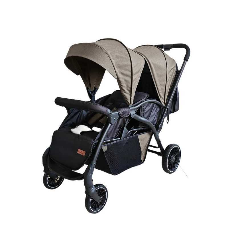 Double baby stroller lightweight double baby stroller foldable baby stroller high landscape suitable for infants aged 0-3 years old Z250319