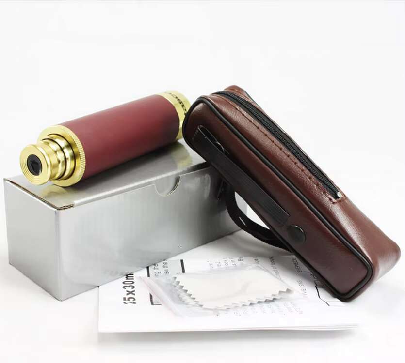 Collapsible Captain's Brass Spyglass, 25x30 Optical Zoom Portable Monocular Telescope for Bird Watching Hunting Hiking