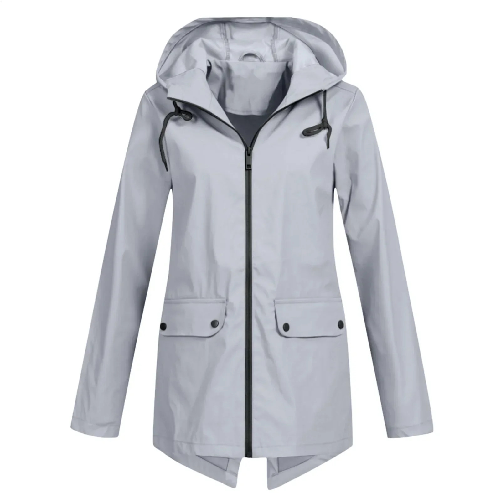 Womens Jacket Fashion Solid Windproof Waterproof Hoodie Outdoor Hiking Clothing Lightweight Raincoat 250319