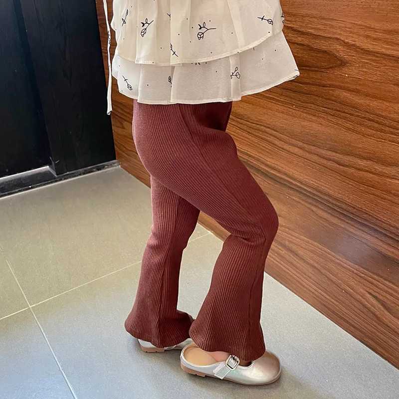 Childrens Pants Solid Color Childrens Pants Baby Korean Casual Bell Bottom Girls Pants Childrens ClothingT250318
