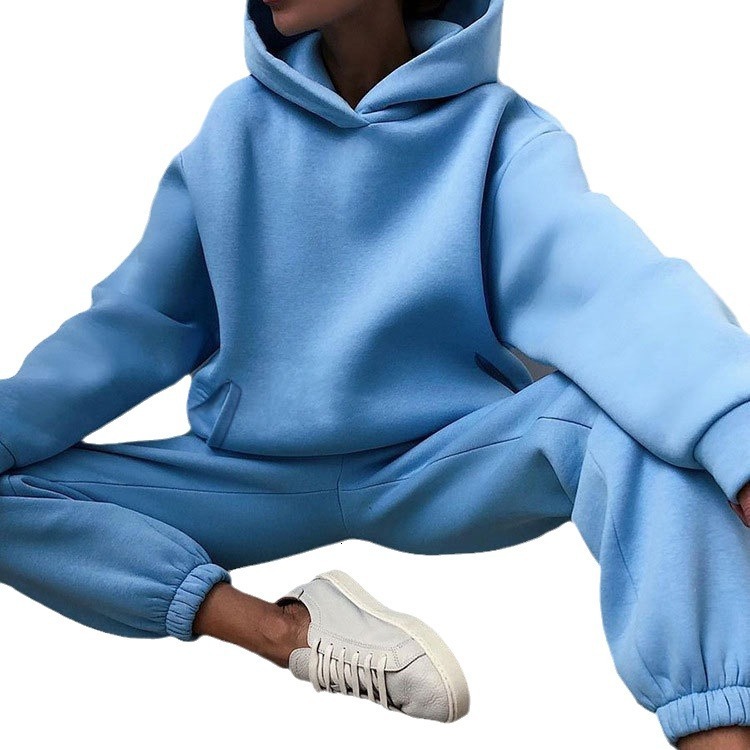 2025 new women's spring hoodie solid color casual fashion sports pants two-piece set