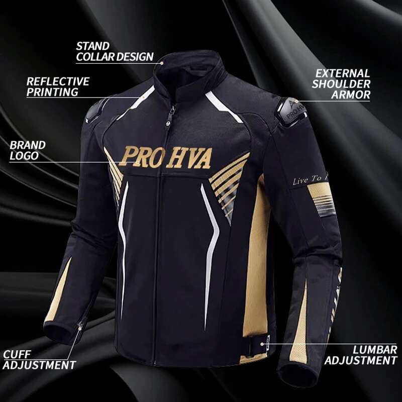 HVA Men's Protective Gear Reflective Riding Jacket Retro Cruise Leather And Leisure Motorcycle Clothing