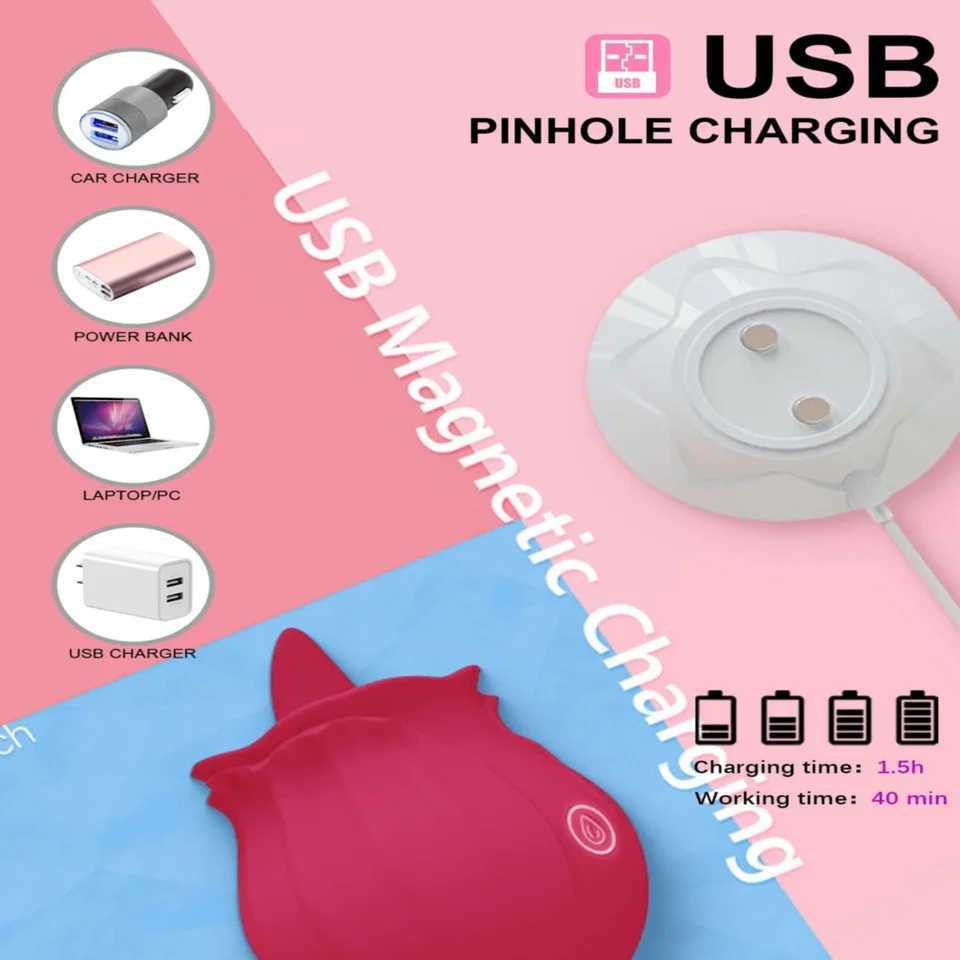 Sucking rose vibrator female vaginal massager sucking cup oral sex licking clitoris strong stimulation female sex toy W250319