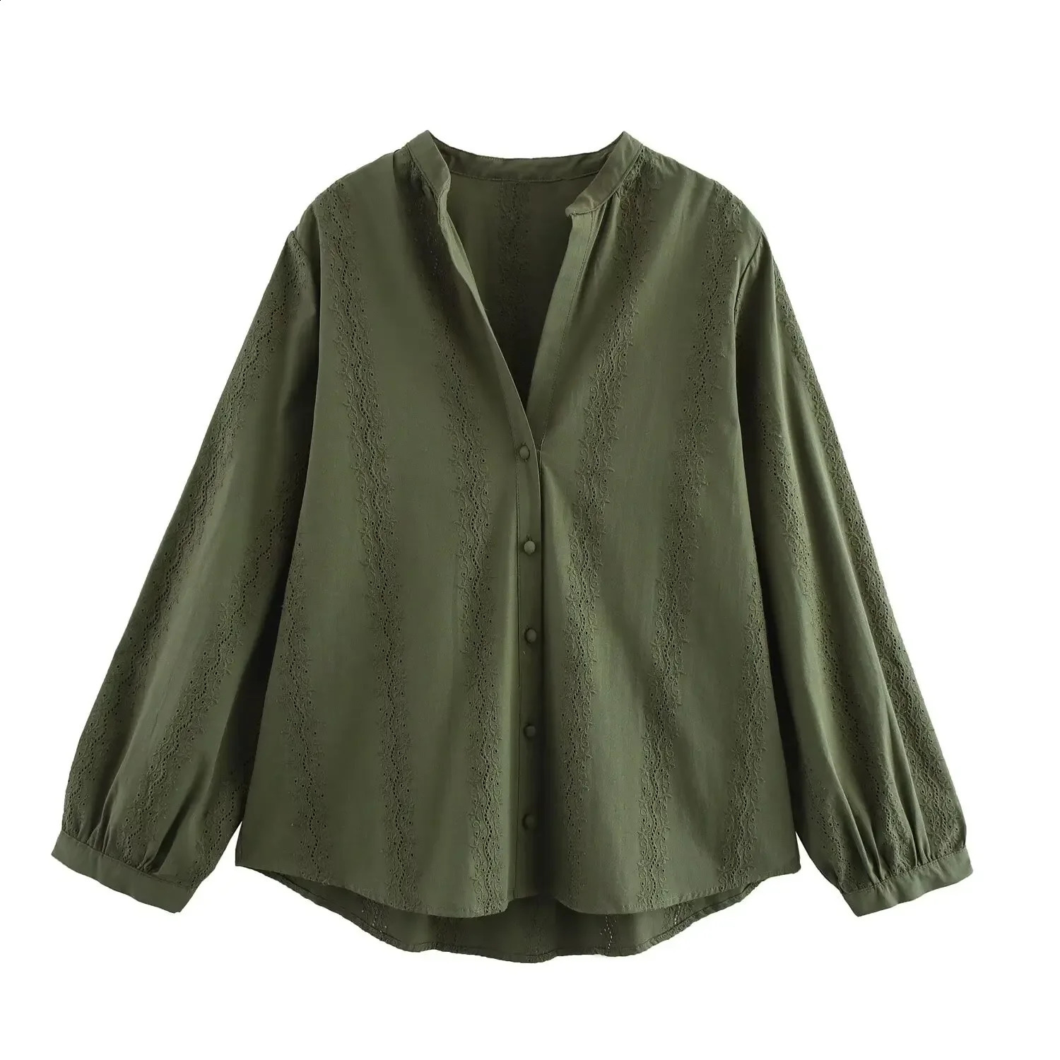TRAFSHE womens clothing shirts and vintage temperature embroidered long sleeved elegant shirt tops 8741027 250319