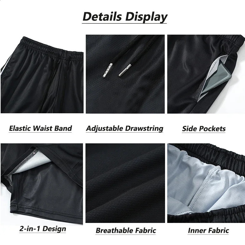 Mens 2 in 1 Running Shorts Anime Graphic Athletic Gym Workout Shorts with Compression Liner Pockets Summer Quick Dry Stretchy 250319