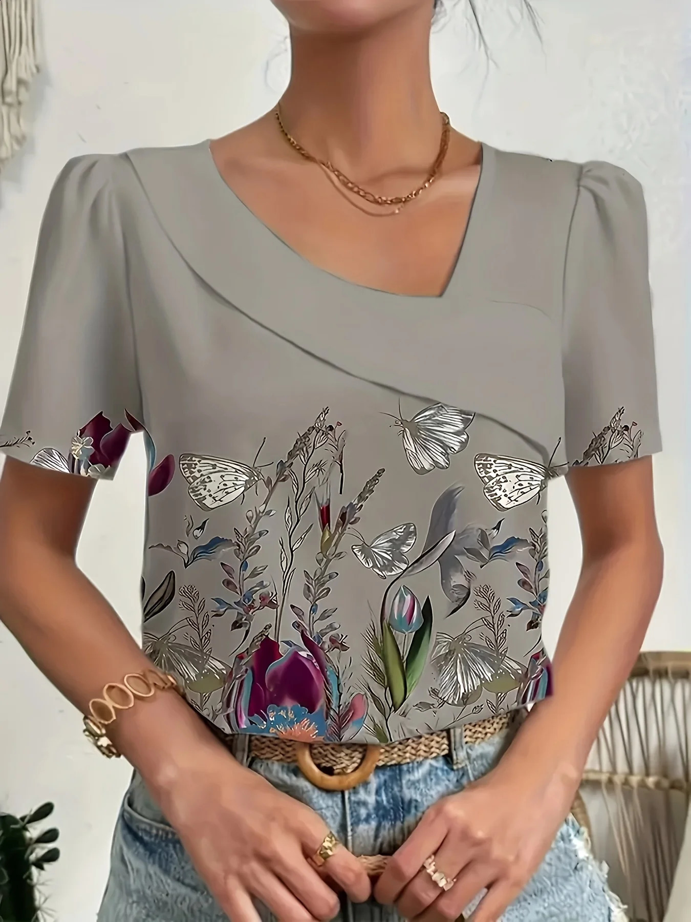Temperament Blouse Casual Loose Woman Shirt Elegant Short Sleeve Weekday 250319
