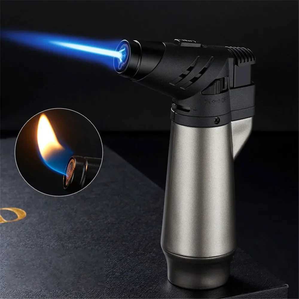 2 In 1 Windproof Turbo Gas Lighters Welding Torch Kitchen Cooking Baking Outdoor BBQ Adjustable Jet Flame Gun Cigar LightersC250318