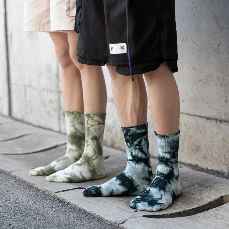 Socks Mens Streetwear Vortex Tie-dye Stockings Cotton Harajuku 3 Pairs/Box Women Socks Fashion Weed Hip Hop Pack Couples X250319