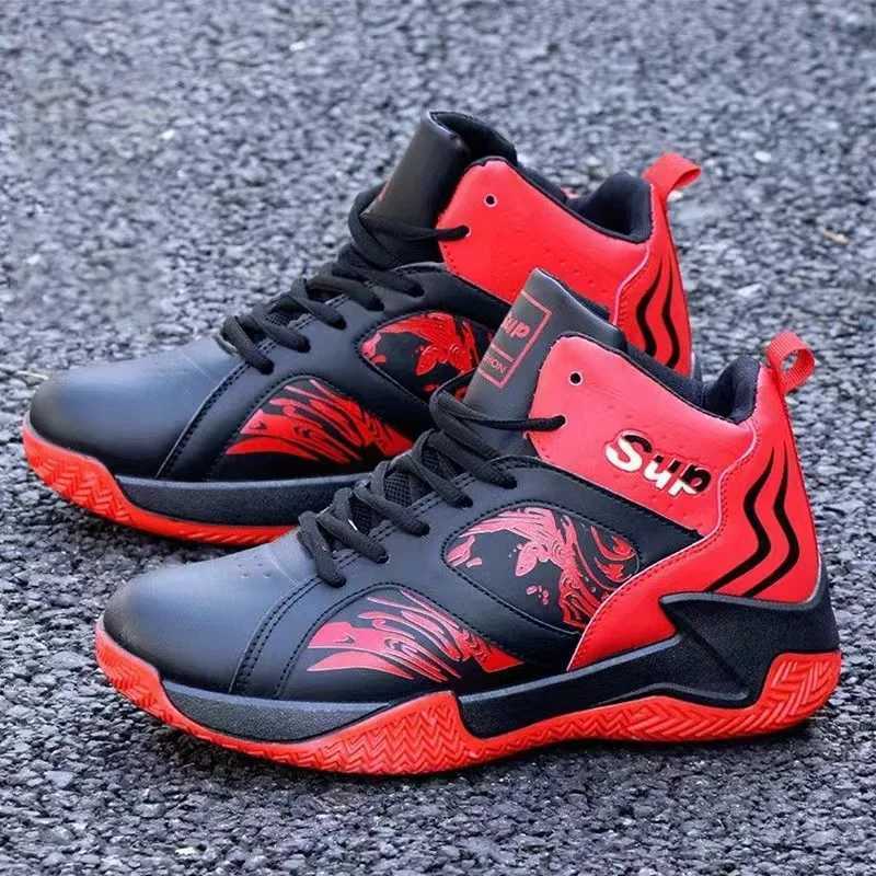 PU Leather Mens Shoes Outdoor Basketball Shoes High Top Lace-up Tennis Shoe Non Slip Running Shoes Soft Sole Breathable Sneakers Z250319