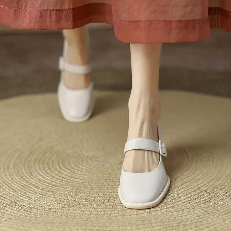 Retro French style womens high heels newly arrived shoes thick high heels brown with Mary Jane high heels flat shoes black high heelsXJ250319