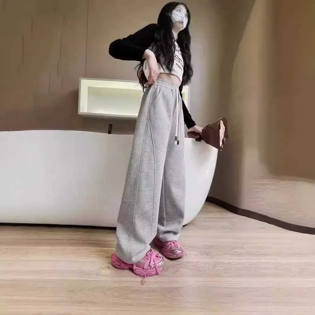 Girl Bell Bottom Spring/Summer 2024 New Childrens Pants Straight Leg Sports Pants Loose Suitable for Childrens ClothingT250318