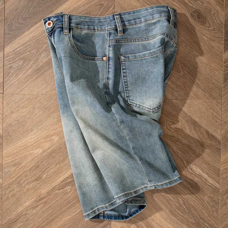Summer Thin Mens Jeans Shorts Retro Slim Straight Classic Cropped Pants Casual Versatile Washed Nostalgic Pants W250319