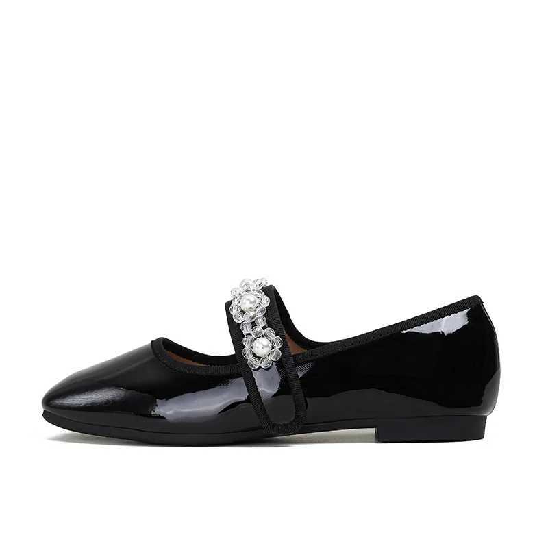 Cooked food womens transparent Rhine shoulder strap Mary Jens womens shoes Lolita ballet dancer patent apartment Loafers womens square toe ballet danc