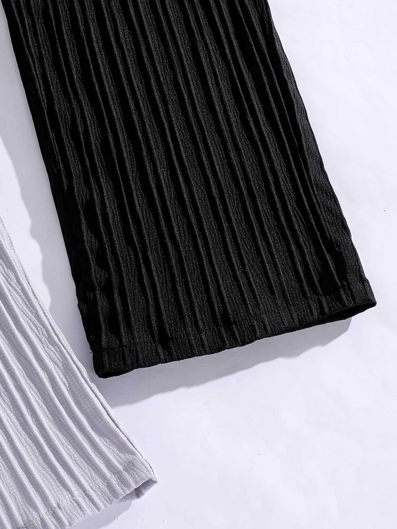 Spring and autumn girl fashion pit strip loose straight leg loose wide leg casual pants 2 piecesT250318