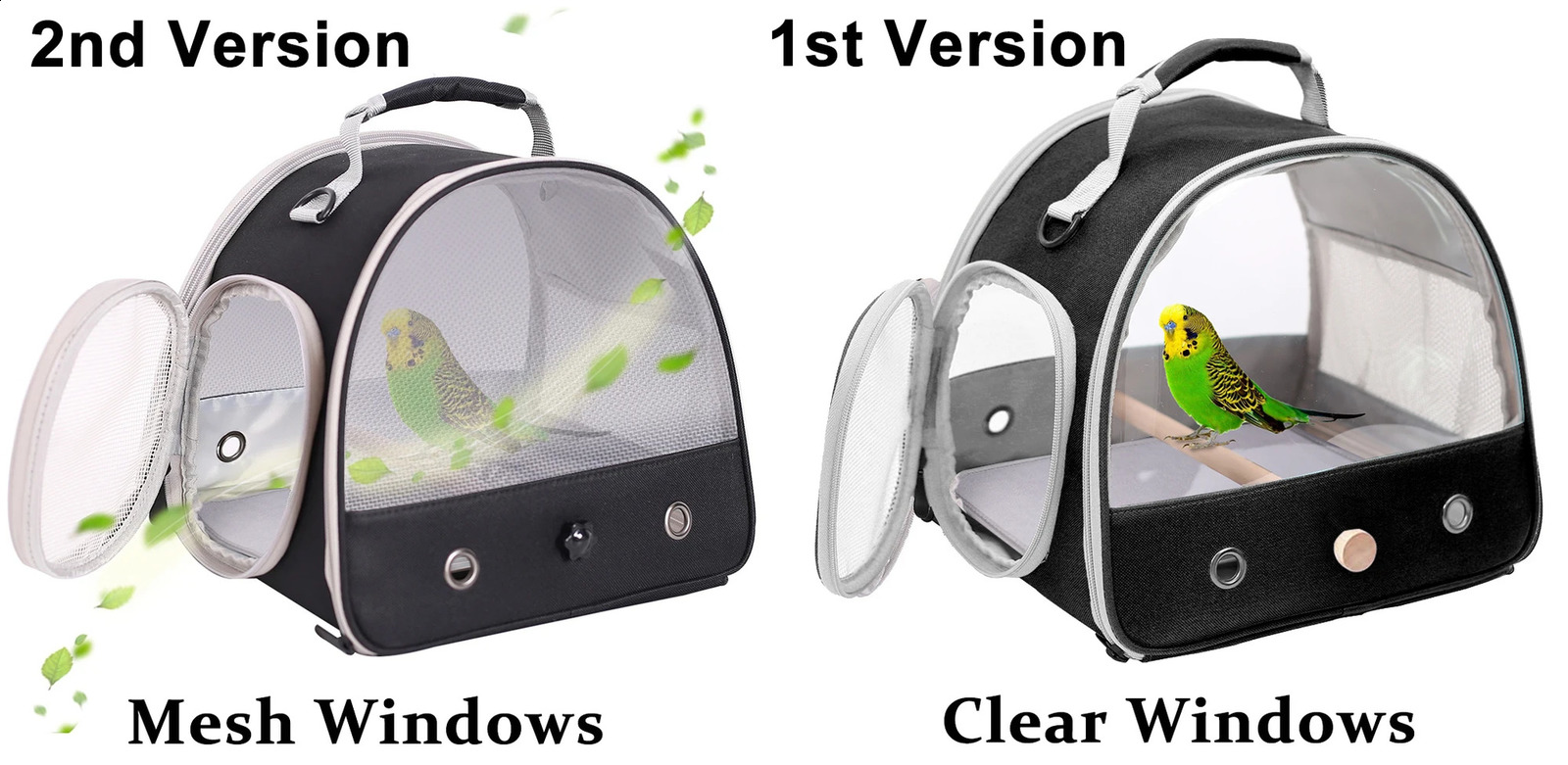 Portable transparent birdcage transport cage breathable travel bag small pet access control window foldable outdoor 250318