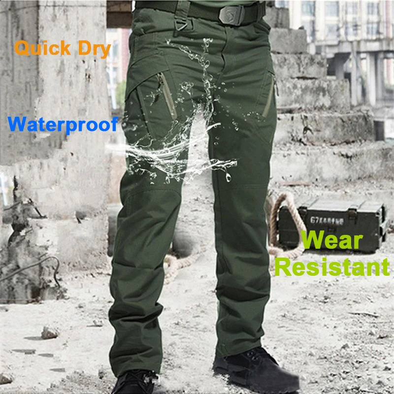 outdoor tactical pants for men casual cargo summer multi pocket waterproof work clothes hiking training 250319