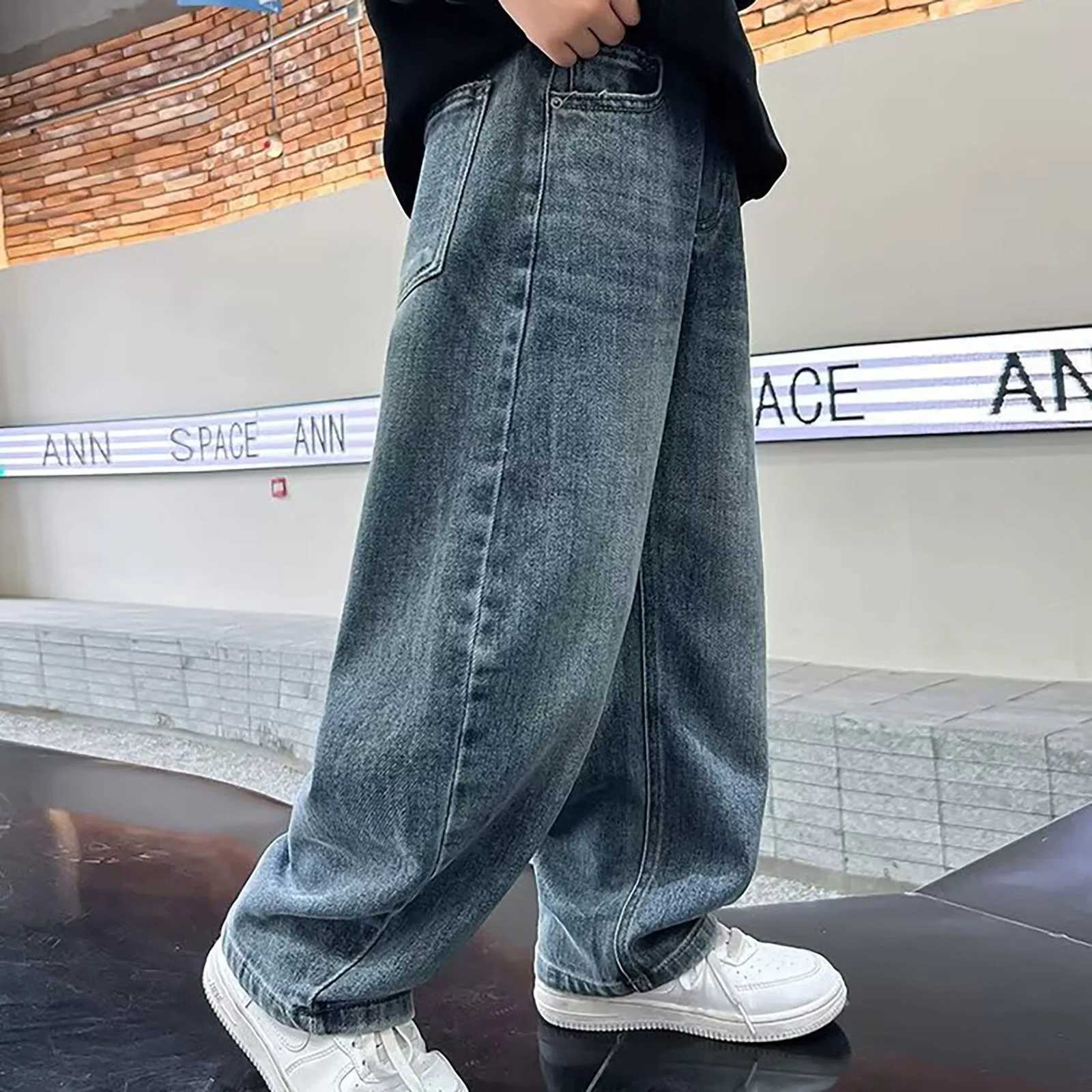 Tween Girls clothing boys fashion jeans childrens clothing Trouser straight pants loose denim wide leg sequined pants baby girlsT250318