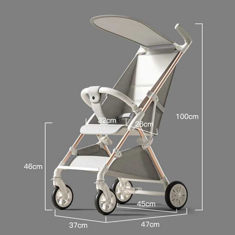 Ultra light four wheeled baby stroller foldable large space childrens luxury travel car Z250319