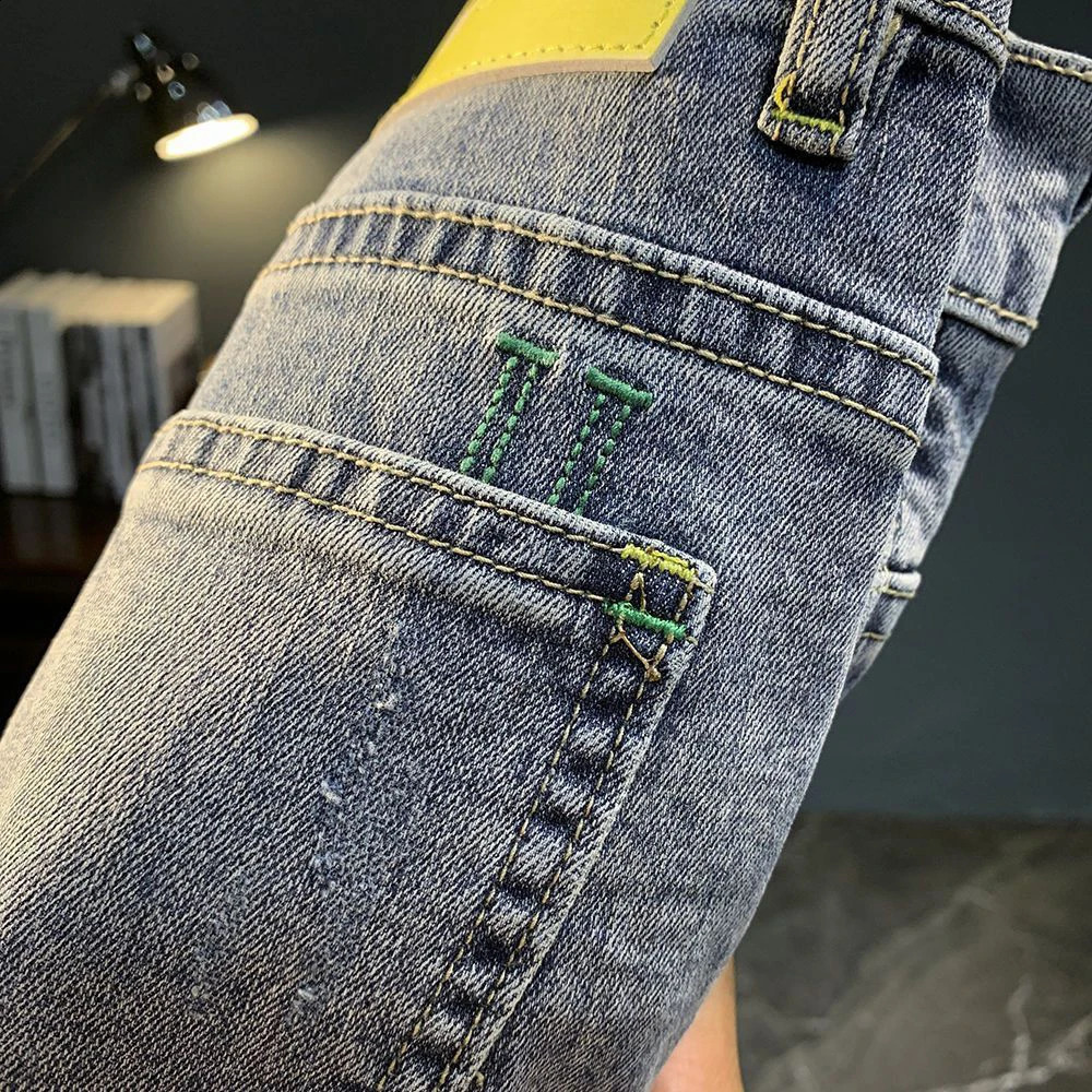 thin denim shorts with text pockets for summer featuring Korean street fashion and casual hiphop old n Y2k trendy 250318