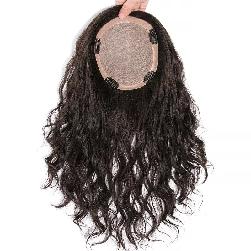 Natural Human Hair Toupee Base Topper Cuticle Remy Hair Ready to Ship New Style Popular Unprocessed Cheap wavy Curly brazilian Silk for Women 15x16cm