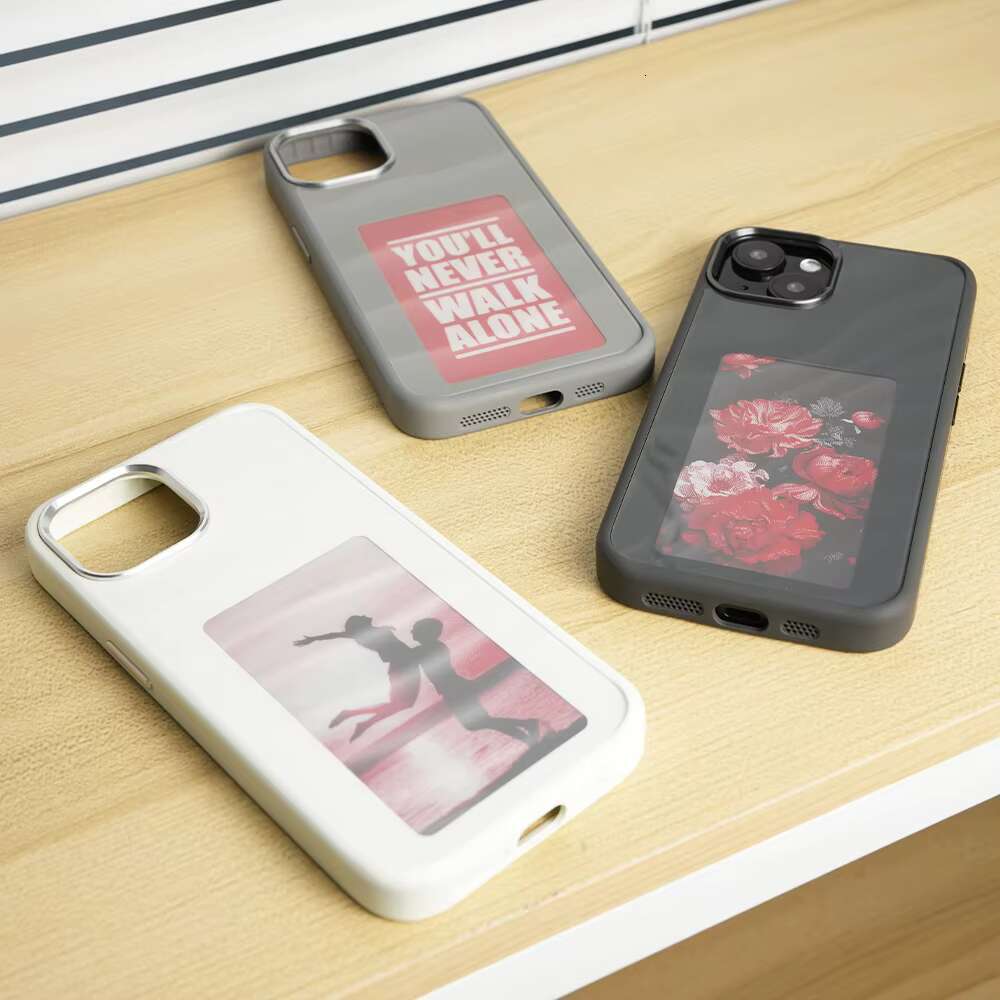 Case Wholesale LED Smart E Ink Screen Cases PC Cover for iPhone NFC 12 13 14 15 Pro Max DIY Phone Display case