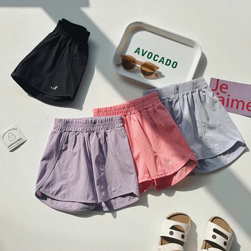 Boys Girls Shorts Cotton Summer Kids Sport Shorts Korean Loose Casual Pink Black Blue Purple Beach Shorts 250319