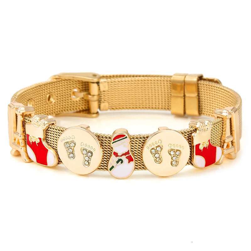 New Trendy 10mm Snowman Boots Beads Charm Bracelets DIY Mesh Keeper Bracelet Pulseras Mujer For Women Men Christmas Jewelry Gift