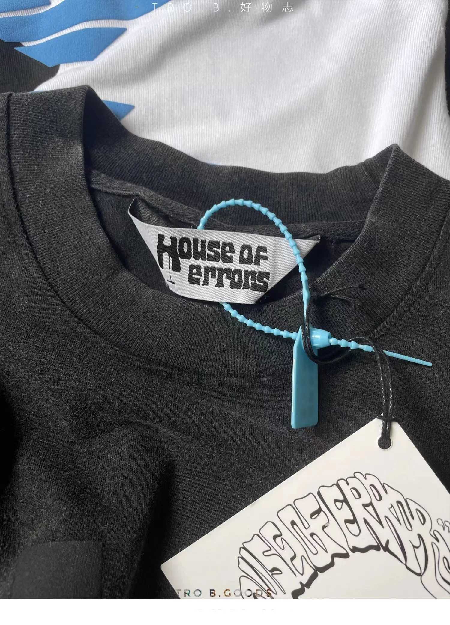 Oversize 2024SS Puff Print House Of Errors Eye Tee Men Women T-shirt High Street Vintage Black Short Sleeve Cotton TopsT250319