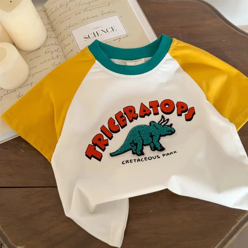 Pure Cotton Cartoon Boys T-shirts 2025 Summer Clothing Loose Fashion Boutique Childrens Wear Top Short Sleeve Tees Kids Clothes 250319