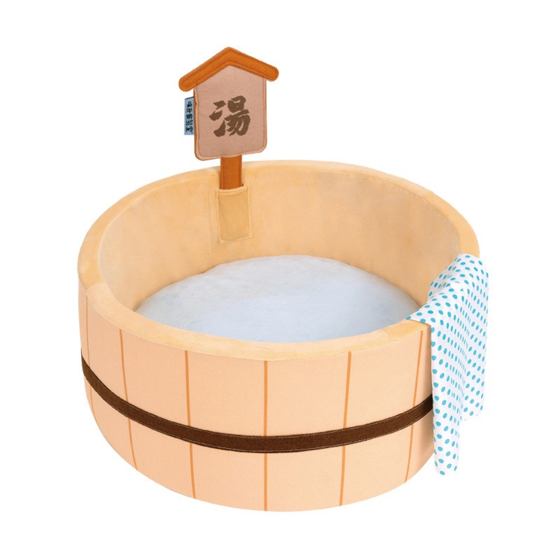 Japanese Style Hot Spring Pool Cat Bed Bathtub Shape Dog House Detachable Puppy Basket Basin Kitten Nest Pad Plush Sleeping Bed - view 3