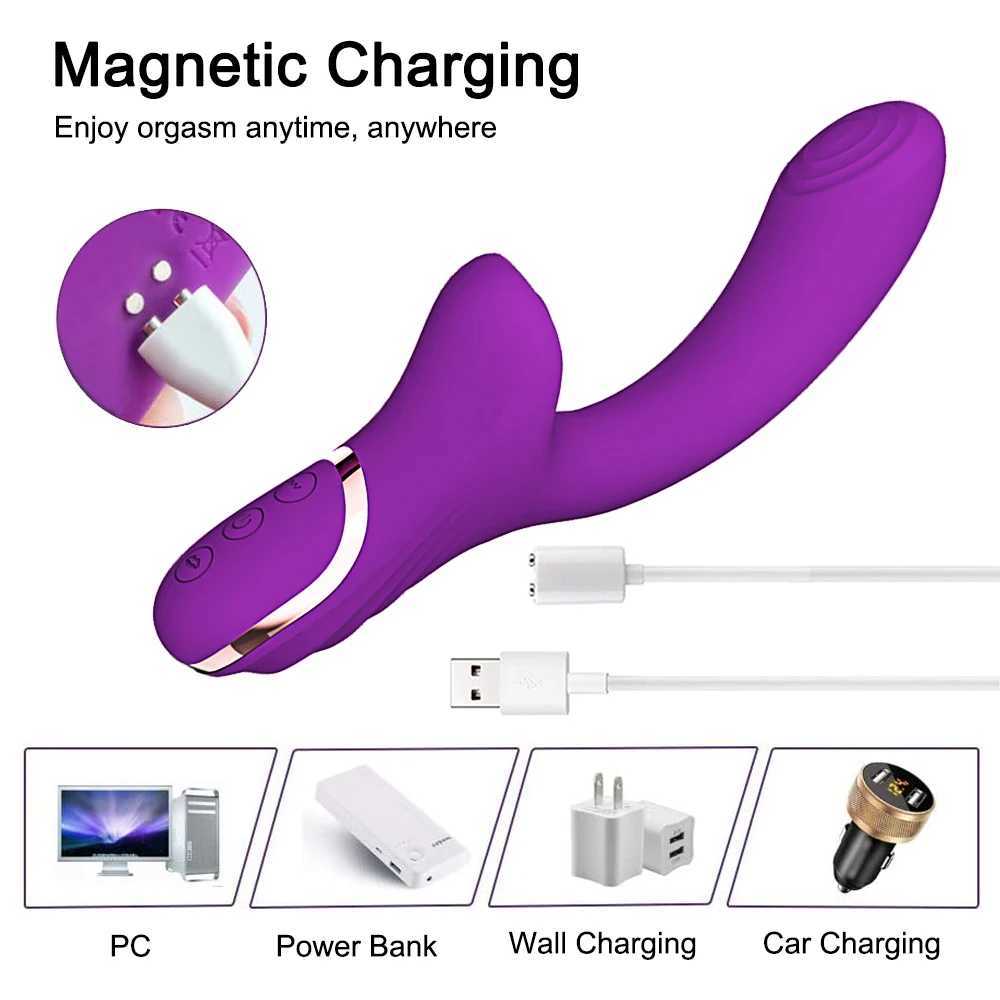 Female vibrator 2-in-1 clitoral suction clitoral stimulator G-Spot powerful vibration dildo rod clitoral suction cup adult sex toy W250319