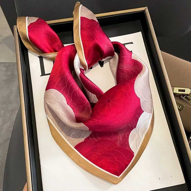 53cm Warm Square 100% Silk Scarf Foard Bandana Womens Hairband Flower Scarf Red Collar Spring New Pocket Tie X250319