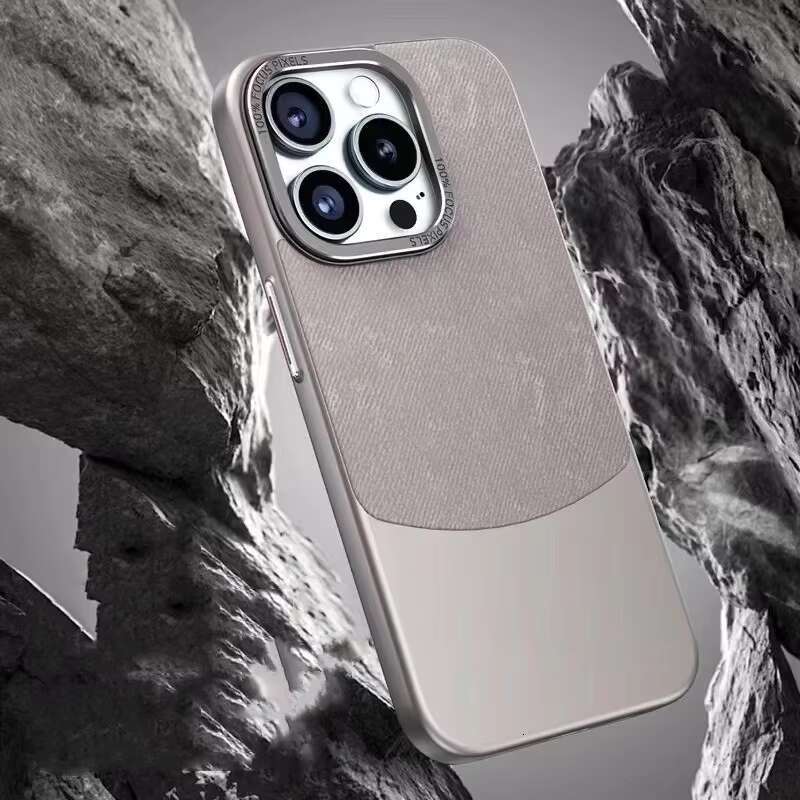 Splicing Flannel Cell Phone Case Ultra Thin Matte Anti Fall Back Cover With Metal Lens for iPhone 16 15 14 13 12 Pro Max