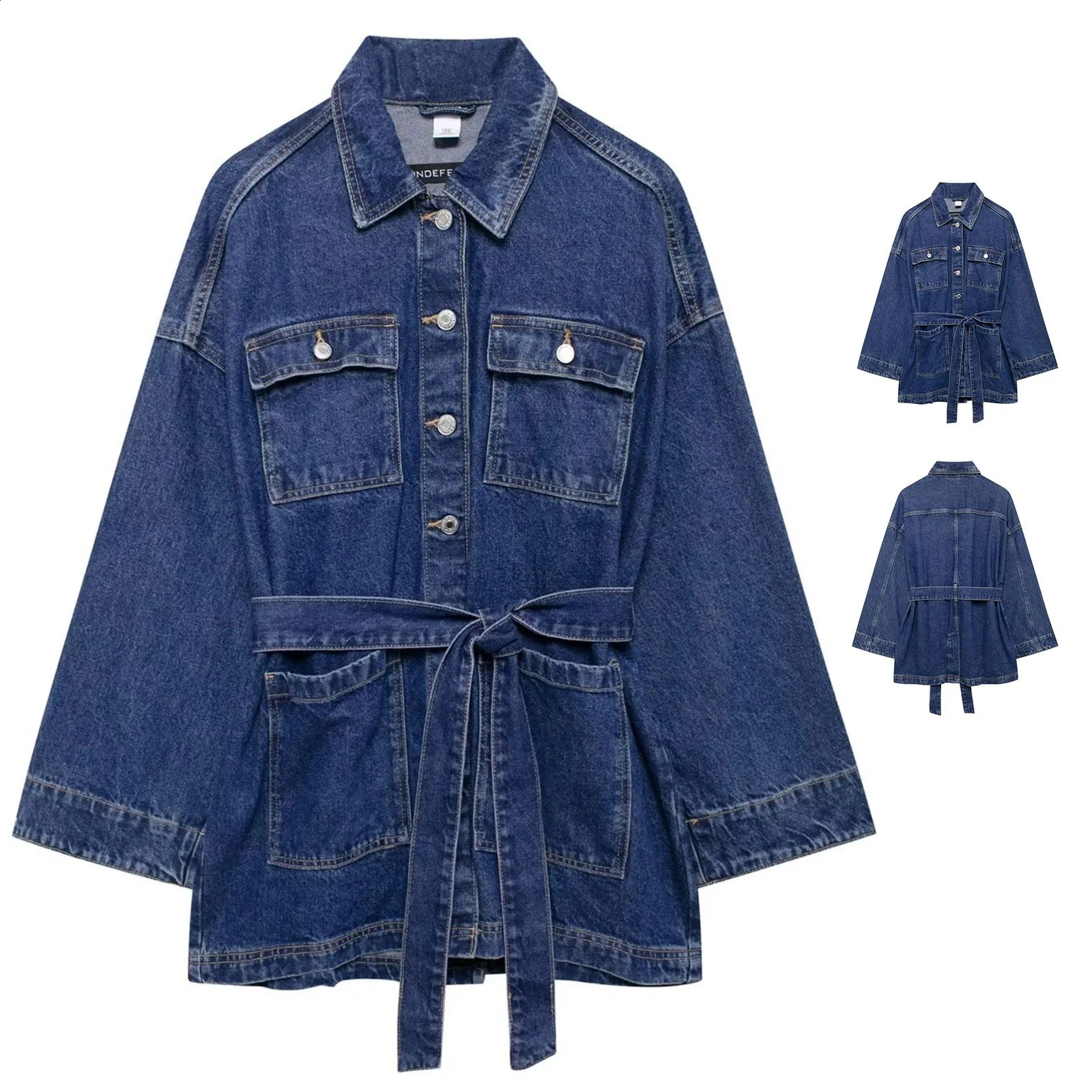 Denim Hoodie Jacket Womans Jean Button Up Long Sleeves Washed Casual Jackets For Women Autumn Versatile 250317