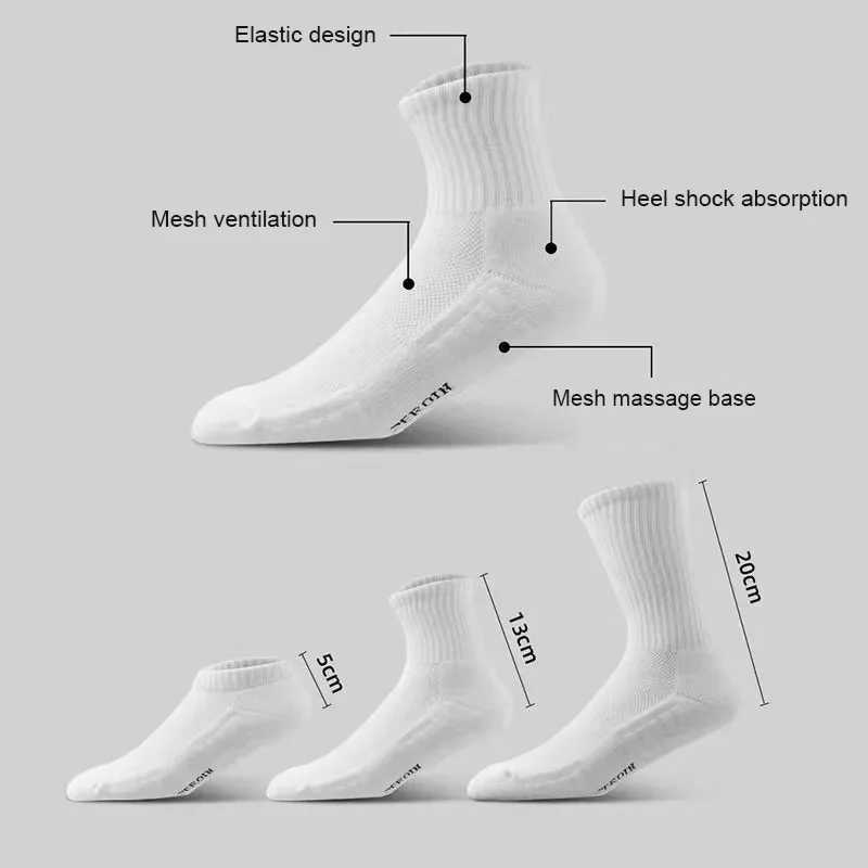 5 pairs of socks mens cotton deodorant winter towel bottom velvet tube white long socks thick sports basketball socks X250319