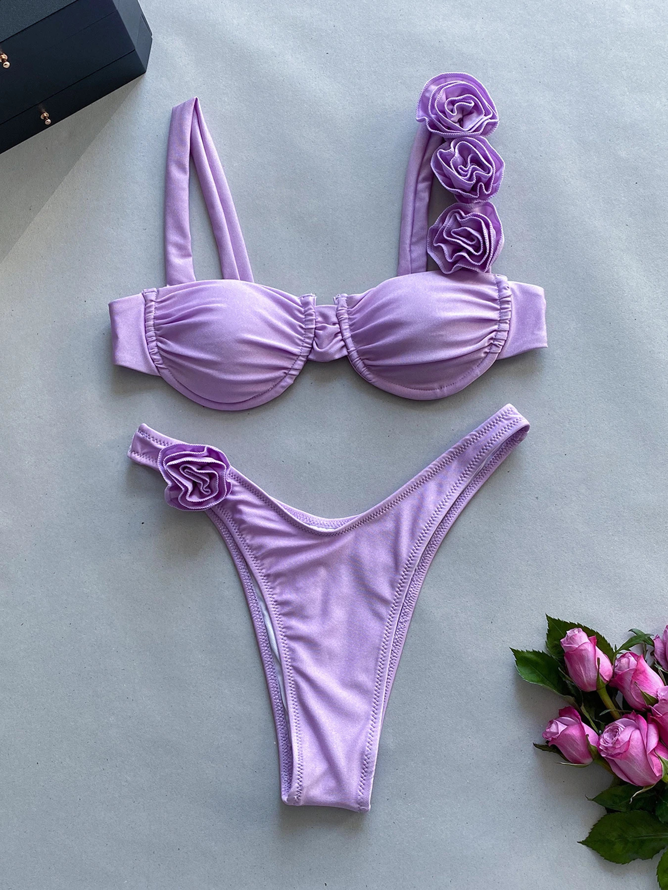 2025 sexy floral bikini swimsuit set womens underwear push up twopiece beach wear 250319