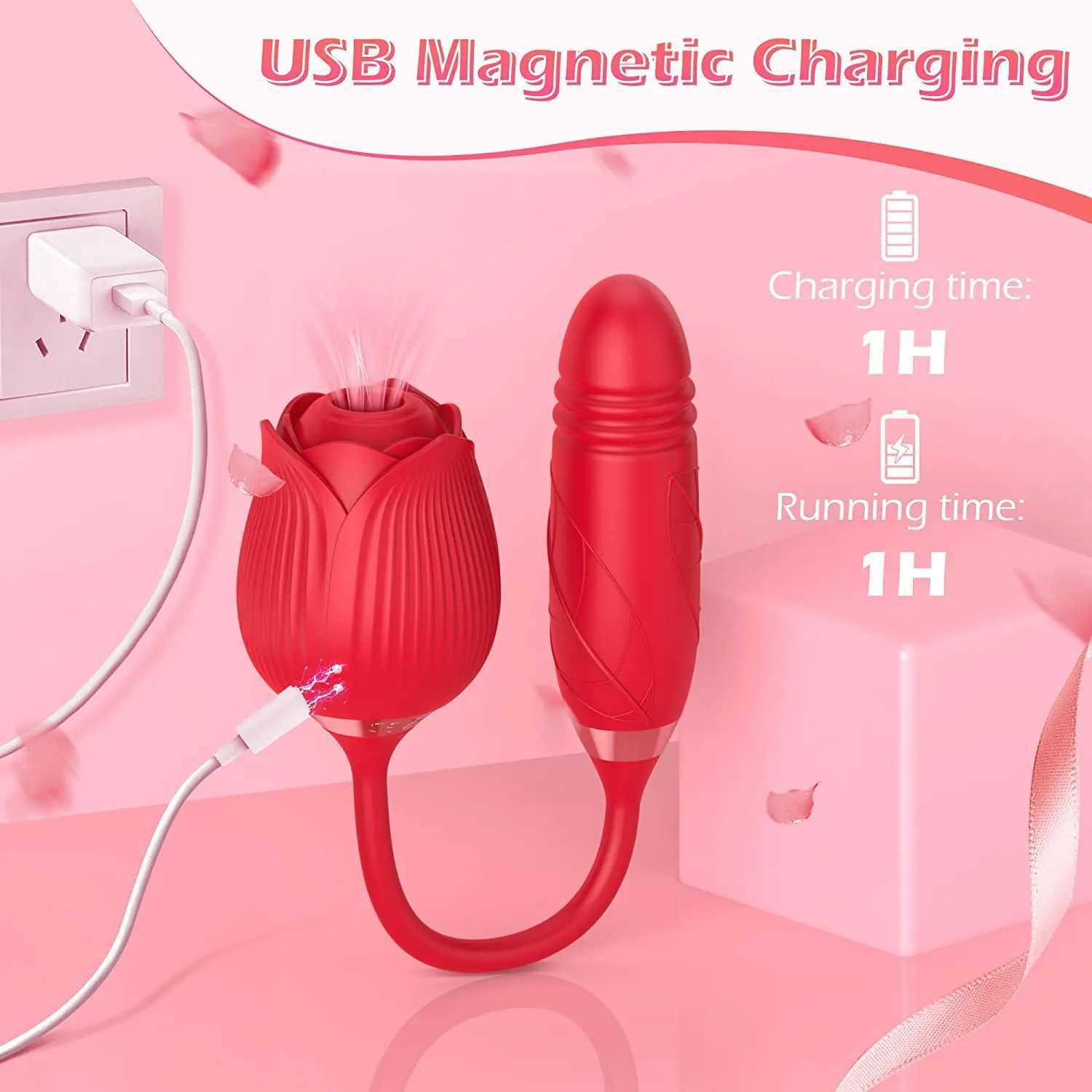 Rose-Sucking Vibrator for Women Clit Sucker Vagina G Spot Thrusting Vibrator Stimulator Female Masturbator Adult Sex Toy W250618