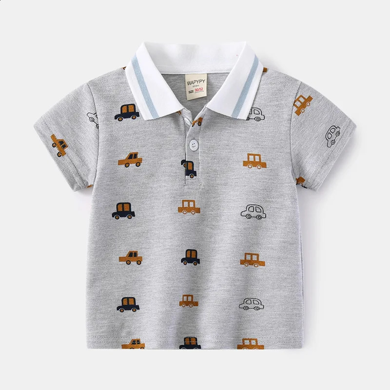 Boys Summer Polo T Shirts Animal Cartoon Printed Polos Tops Kids T-shirts for 1 2 3 4 5 6 7 Years Childrens Clothes Kid Tees 250319