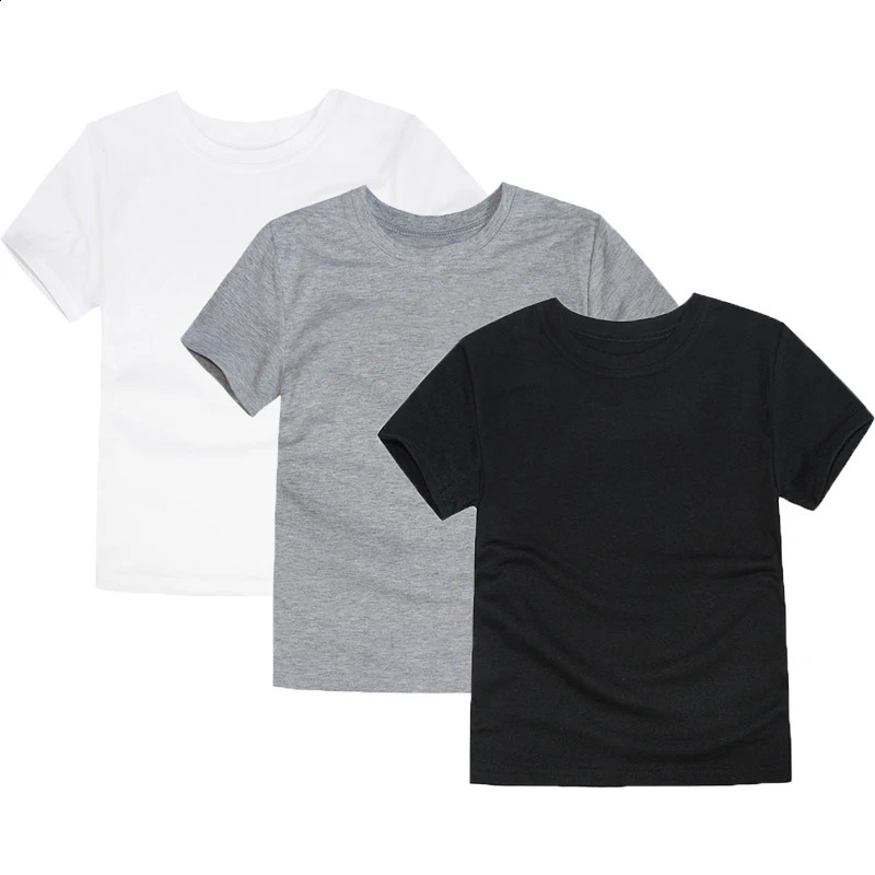 Classic Tshirts for Boys Girls Cotton White Black Tees Baby Toddler Short Sleeve T shirt Childrens Clothing Kids 2 to 14 Years 250319