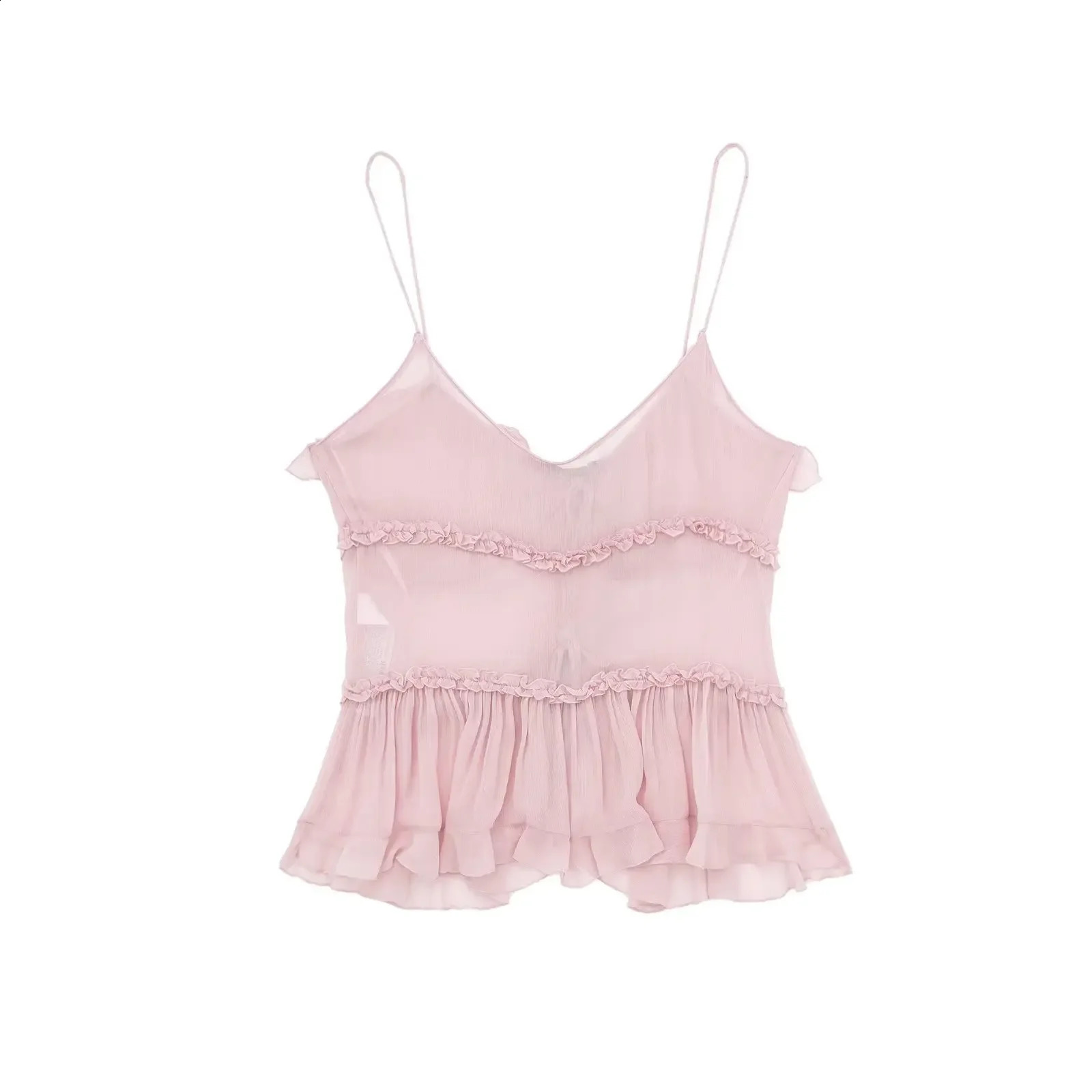 Cross border European and American Womens Wear Translucent Layered Decorative Vest 8750 250314