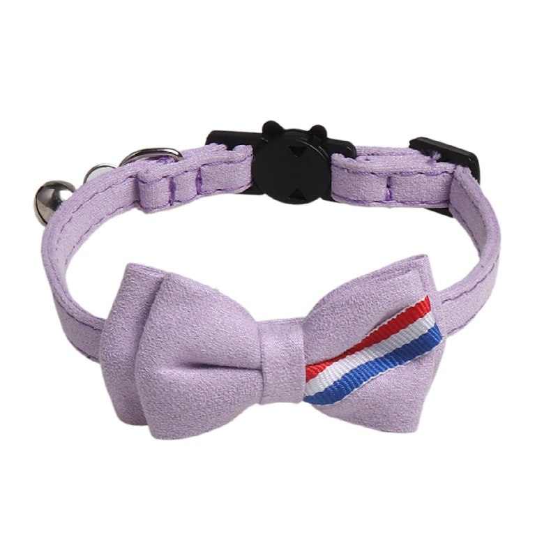 Cat Collar with Bells, Bow Tie Removable, Breakaway Safety Buckle, Soft Velvet Fashion Cat Collar, Adjustable for Girl Boy Kitty Kitten Small Pets Acc